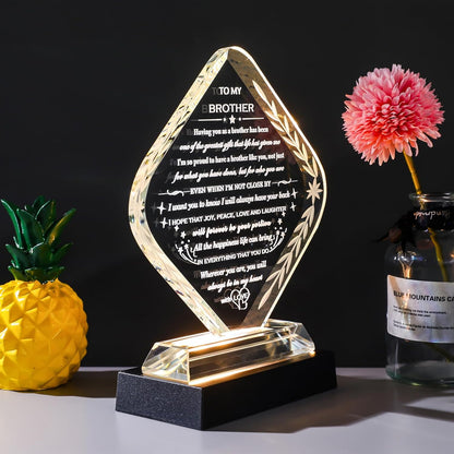 Skiennix Laser Engraved Crystal Keepsake - Meaningful Gifts for Brother | Unique Birthday & Holiday Present