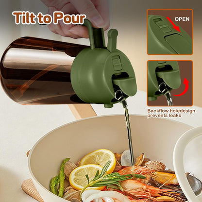 YARRAMATE 2Pcs Dark Brown Oil Sprayer - Food-Grade 2-in-1 Olive Oil Dispenser | 16oz for Cooking & BBQ