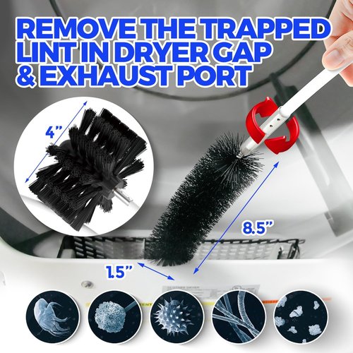 Holikme Dryer Vent Cleaner Kit - 32 Feet Lint Remover with Synthetic Brush Head | Ideal for Chimneys & Drills