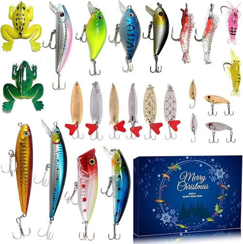 Fishing Advent Calendar 2025 | 24-Day Countdown with Lures - Perfect Xmas Gift for Fishing Enthusiasts