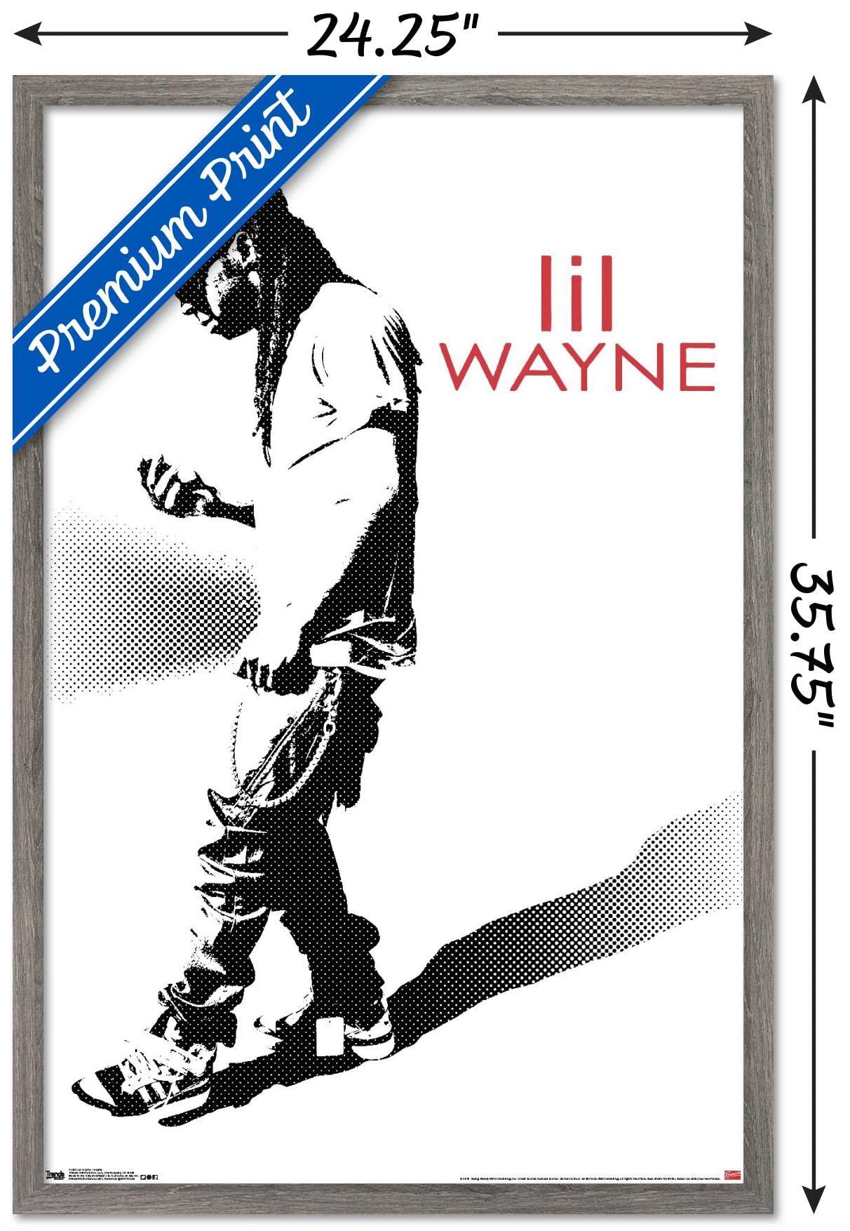 Trends International Lil Wayne - Hustle Wall Poster, 22.375" x 34", Barnwood Framed Version