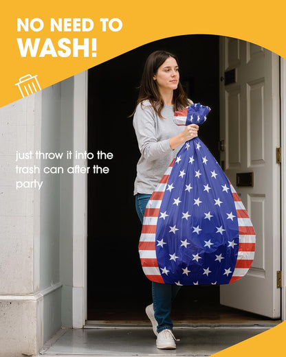 Niuara American Flag Tablecloths - 4 Pack 54" x 108" Disposable Covers for Parties & Holidays