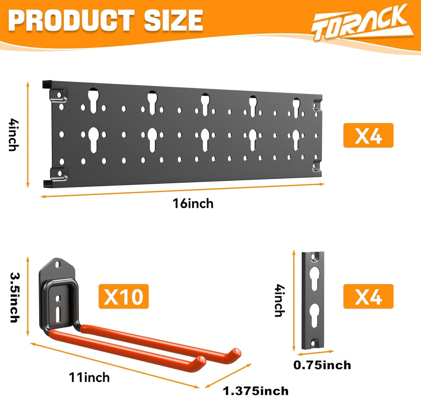 TORACK Garden Tool Organizer - Wall-Mounted Storage Rack for Shovels, Rakes, and Brooms | Durable Folding Design