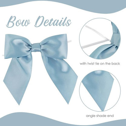 AIMUDI Satin Bows - Dusty Blue 5.5" Premade Ribbon Bows for Gift Wrapping | 24 Pack for Events & Crafts