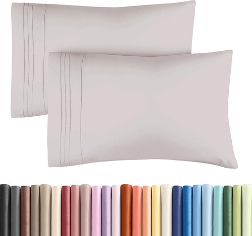 King Standard Pillow Cases - Soft Hotel Quality, Wrinkle Resistant, 2 Piece Set - Light Grey