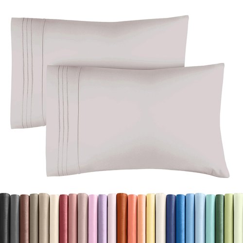 King Standard Pillow Cases Set of 2 - Soft Hotel Quality Pillowcase Covers - Comfy, Cozy & Fade Free - Wrinkle Resistant - Machine Washable Pillow Protectors - 2 Piece Set - King Standard Light Grey