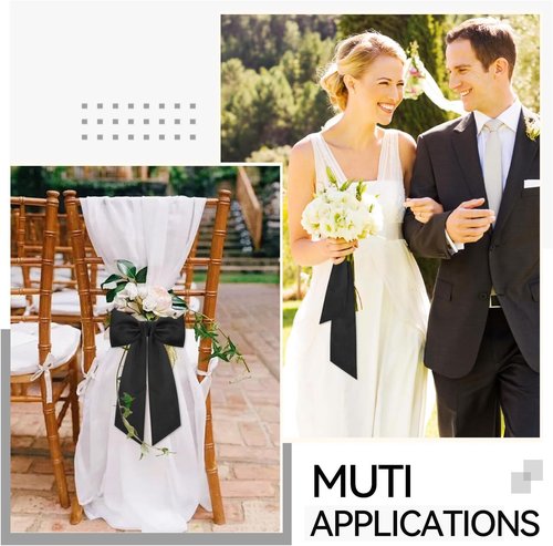 Black Wreath Sash by [Brand Name] - Elegant Linen Ribbon Bow for Front Door & Porch Decor