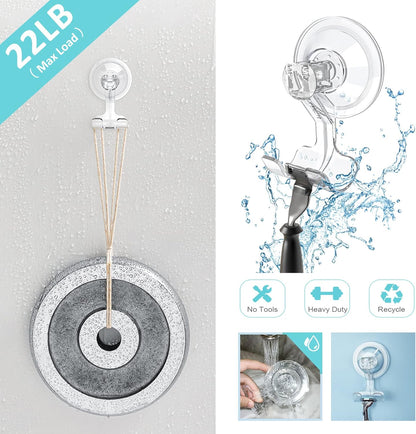 VIS'V Large Suction Cup Hooks - 2 Pcs Set with Razor Hooks for Strong Grip | Ideal for Bathroom Use