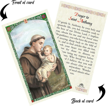 St. Anthony of Padua Statue - 5 Inch Figurine with Laminated Prayer Card & Pocket Token Set