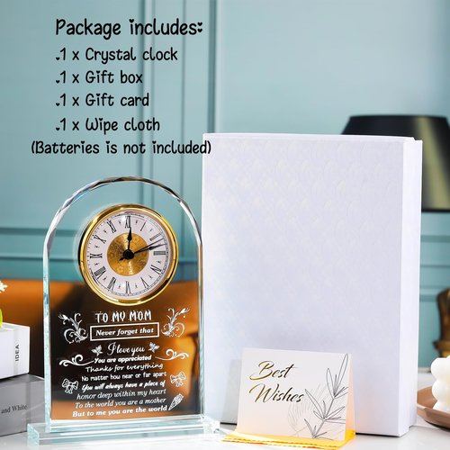 Arikyrist Lovely Birthday Crystal Clock for Mom from Daughter Son, Unique Gift Ideas for Mother's Day, Valentine's, Thanksgiving and Christmas