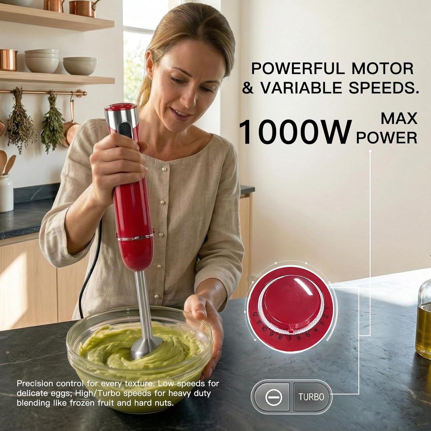 Megawise 5-in-1 Hand Immersion Blender Set - 1000W Powerful Stick Blender with Turbo Mode & Accessories