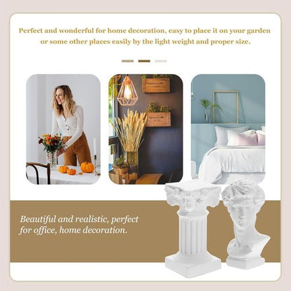 HOMSFOU Greek Statue - David Bust Resin Sculpture with Roman Pillars | Elegant Office Decor
