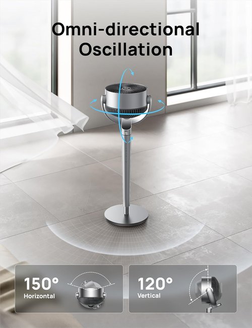 Dreo Smart Fan - 110ft Quiet Pedestal Fan with 150° Omni-Directional Oscillation | 9 Speeds, 43" Height, Smart Control