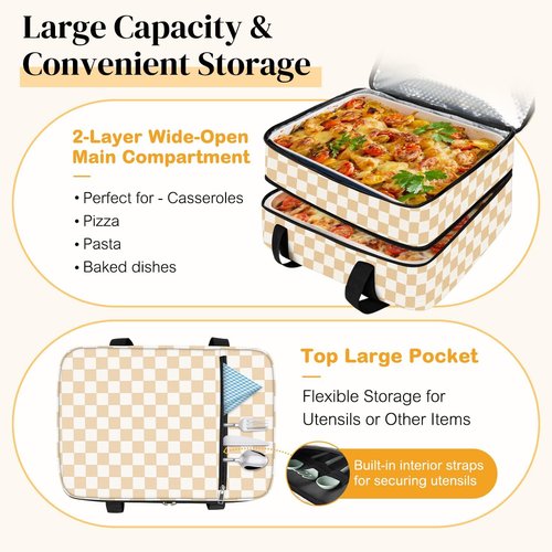 Coobiiya Insulated Casserole Carrier - Keeps Food Hot or Cold | Portable Tote for 9" x 13" Dishes