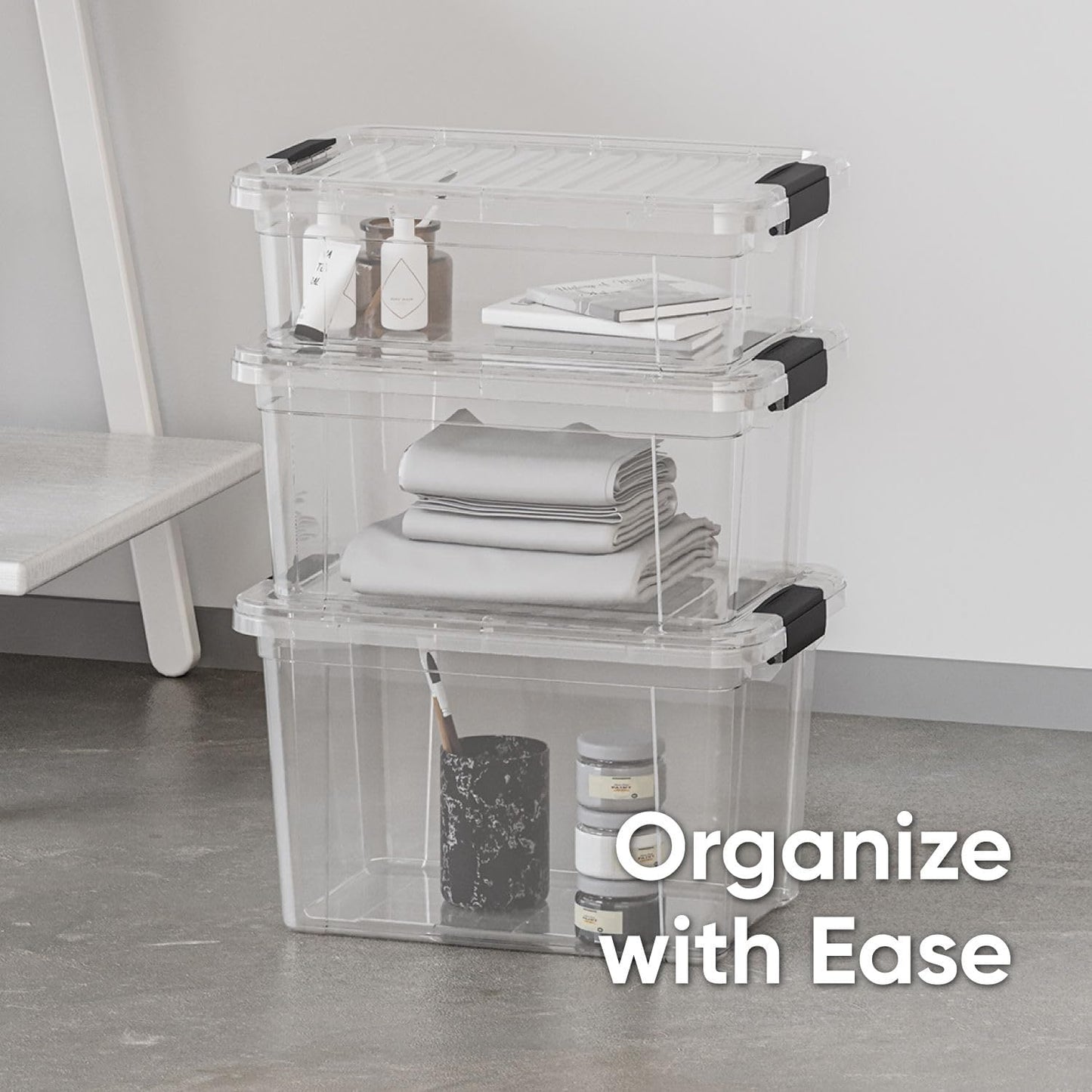 Superio Clear Plastic Storage Bin - 7.4 Quart, Non-Toxic & BPA Free, Stackable Organizer Box for Home & Office