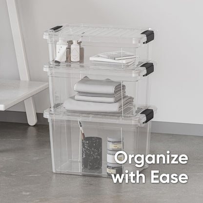 Superio Clear Plastic Storage Bin - 7.4 Quart, Non-Toxic & BPA Free, Stackable Organizer Box for Home & Office