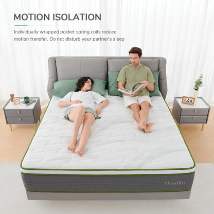 Novilla King Mattress,12 Inch Gel Memory Foam Hybrid Mattress with Individually Pocket Springs, Breathable Mattresses King for Cool Sleep,Motion Isolation & Pressure Relief, Medium Firm, vigour