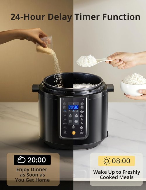 COMFEE’ 12-in-1 Electric Pressure Cooker - Versatile Non-Stick Pot & Yogurt Maker | 6 Quart Black