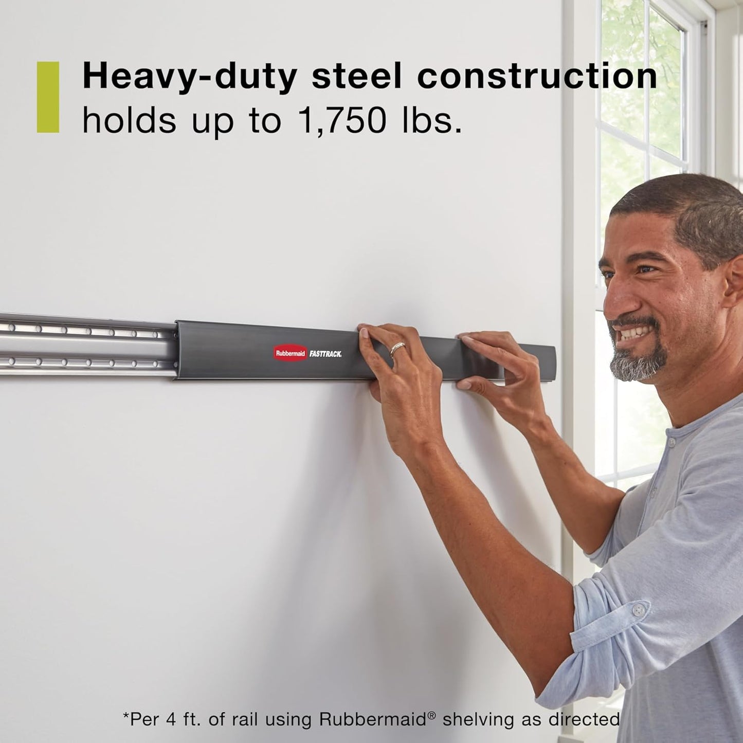 Rubbermaid 15-Piece Garage Wall-Mounted Storage Kit - 4 Rails & 11 Hooks for Home Organization