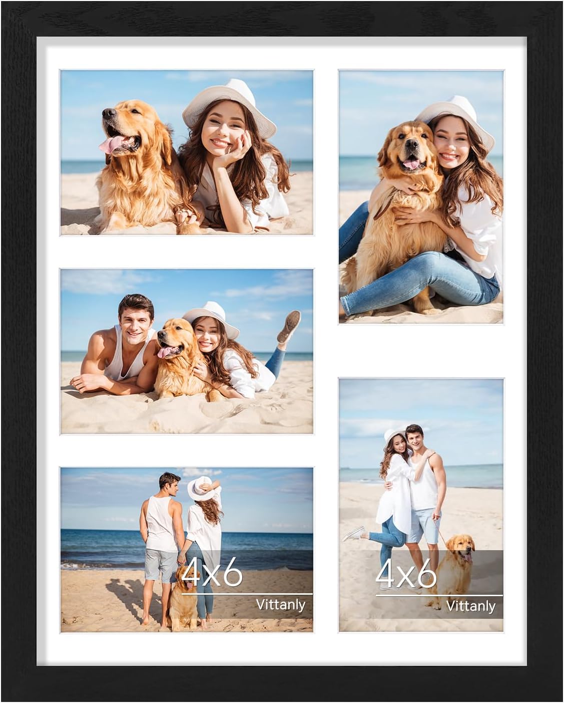 Vittanly 11x14 Collage Picture Frame - Displays 5x 4x6 Photos or 1x 11x14 Without Mat - Black Wall Decor