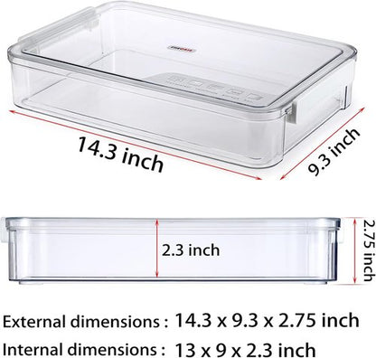 BTSKY Plastic Storage Containers - 2 Pack with Lids for A4 Files & Art Supplies | Stackable, Portable, White