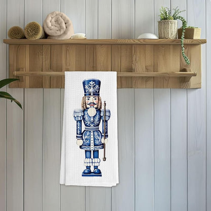 Section 7 — Christmas Chinoiserie Nutcracker Kitchen Towels, 16x24, Blue & White