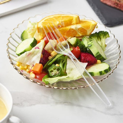 FULING Plastic Forks [300 Pack] Clear Heavyweight Disposable Fork Heavy Duty [Every 100 Packs, a Total of 3 Packs]