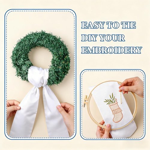 Dream Loom Wreath Sash - 12pcs White Garland Ribbon for Front Door Decor | Xmas & Wedding Decor