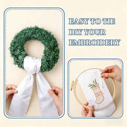 Dream Loom Wreath Sash - 12pcs White Garland Ribbon for Front Door Decor | Xmas & Wedding Decor