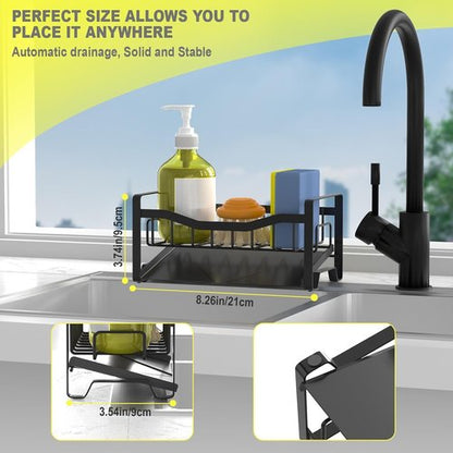 Maifan Stainless Steel Kitchen Sink Caddy - Auto Drain Tray & Sponge Holder for Countertop Storage