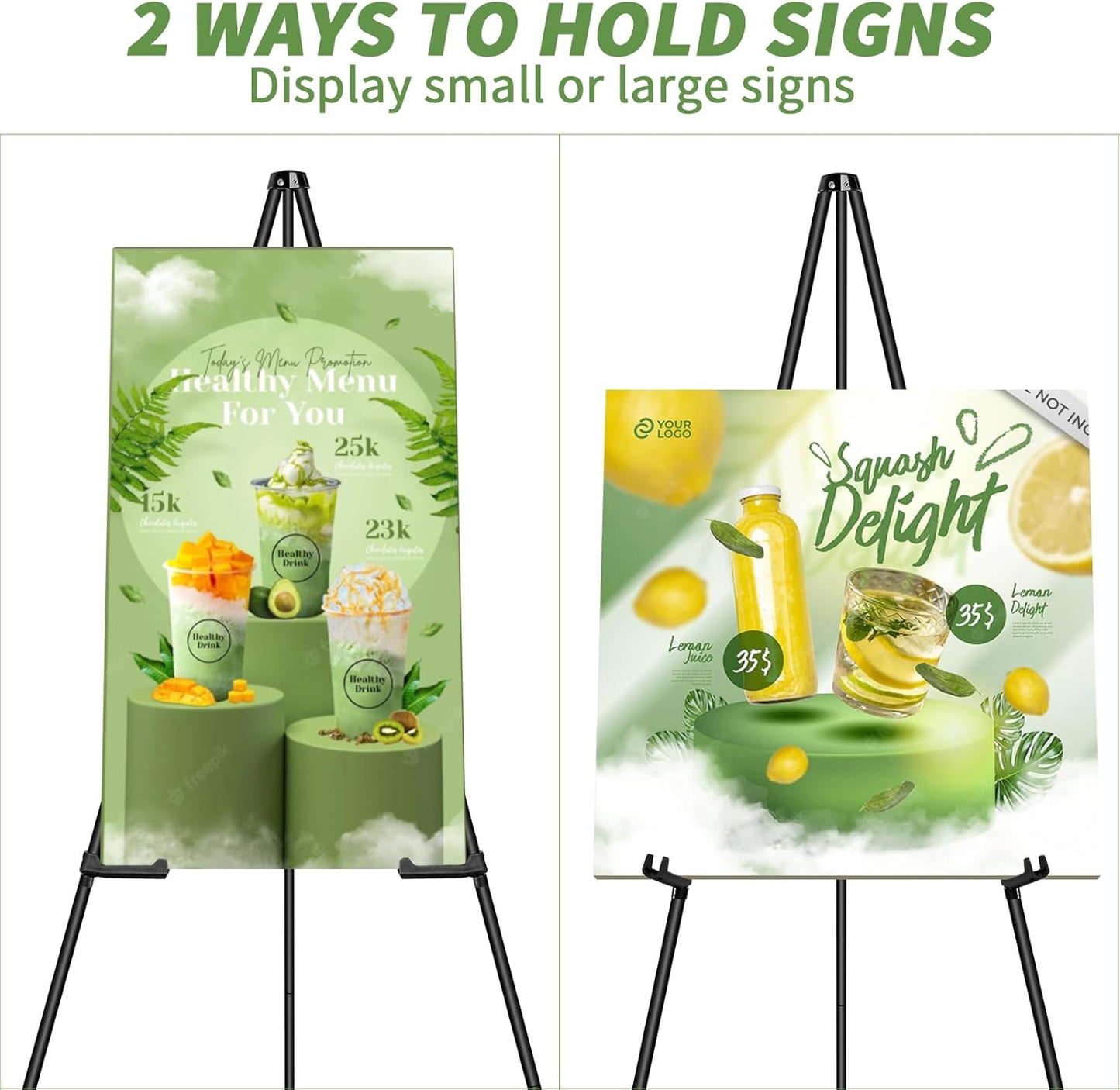 PUJIANG 63" Metal Easel Stand - 3 Pack Display for Pictures, Signs & Art | Includes Carrying Bag