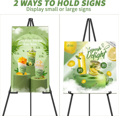 PUJIANG 63" Metal Easel Stand - 3 Pack Display for Pictures, Signs & Art | Includes Carrying Bag