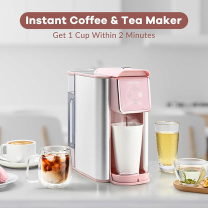 Mecity Coffee Maker - 3-in-1 Single Serve Machine for Ground & Capsule Coffee | 50 Oz Reservoir, Pink