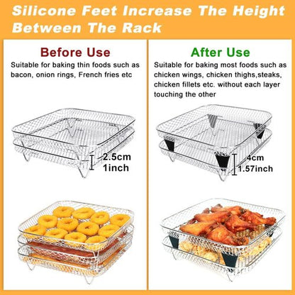 BYKITCHEN 7-Inch Air Fryer Rack - Stackable Stainless Steel Accessory for Ninja & Cosori Air Fryers