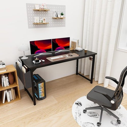 DUMOS 63-Inch Modern Office Computer Desk - Stylish Writing Table for Home & Bedroom - Black
