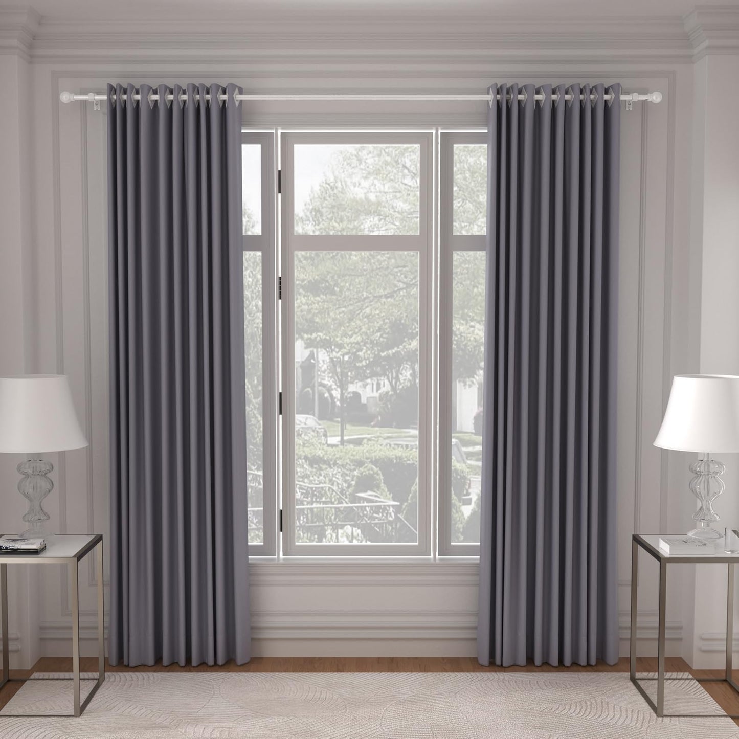 SMODBRODRE Curtain Rods for Window 32 and 48, White 5/8 inch Splicing Single Window Curtain Rod Set with Brackets