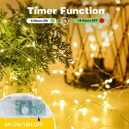 4-Pack Fairy Lights Battery Operated with Timer, Waterproof 16FT 50 LED String Lights Indoor Outdoor, Cuttable Starry Fairy Lights for Home Bedroom Classroom Dorm Wedding Christmas Decor (Warm White)