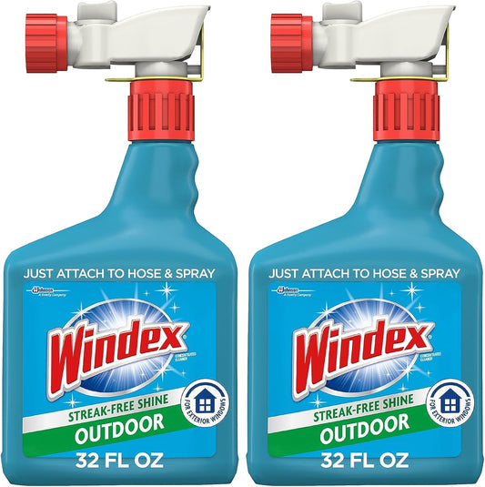 Windex Outdoor Window Cleaner - Ammonia-Free Concentrated Formula for Deep Clean | 32 Fl Oz (Pack of 2)