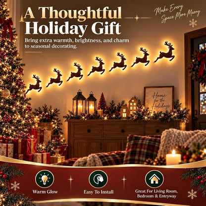 G 7-Piece LED Reindeer Wall Decorations – Antler 3D Glow Christmas Decor (Variation: G)