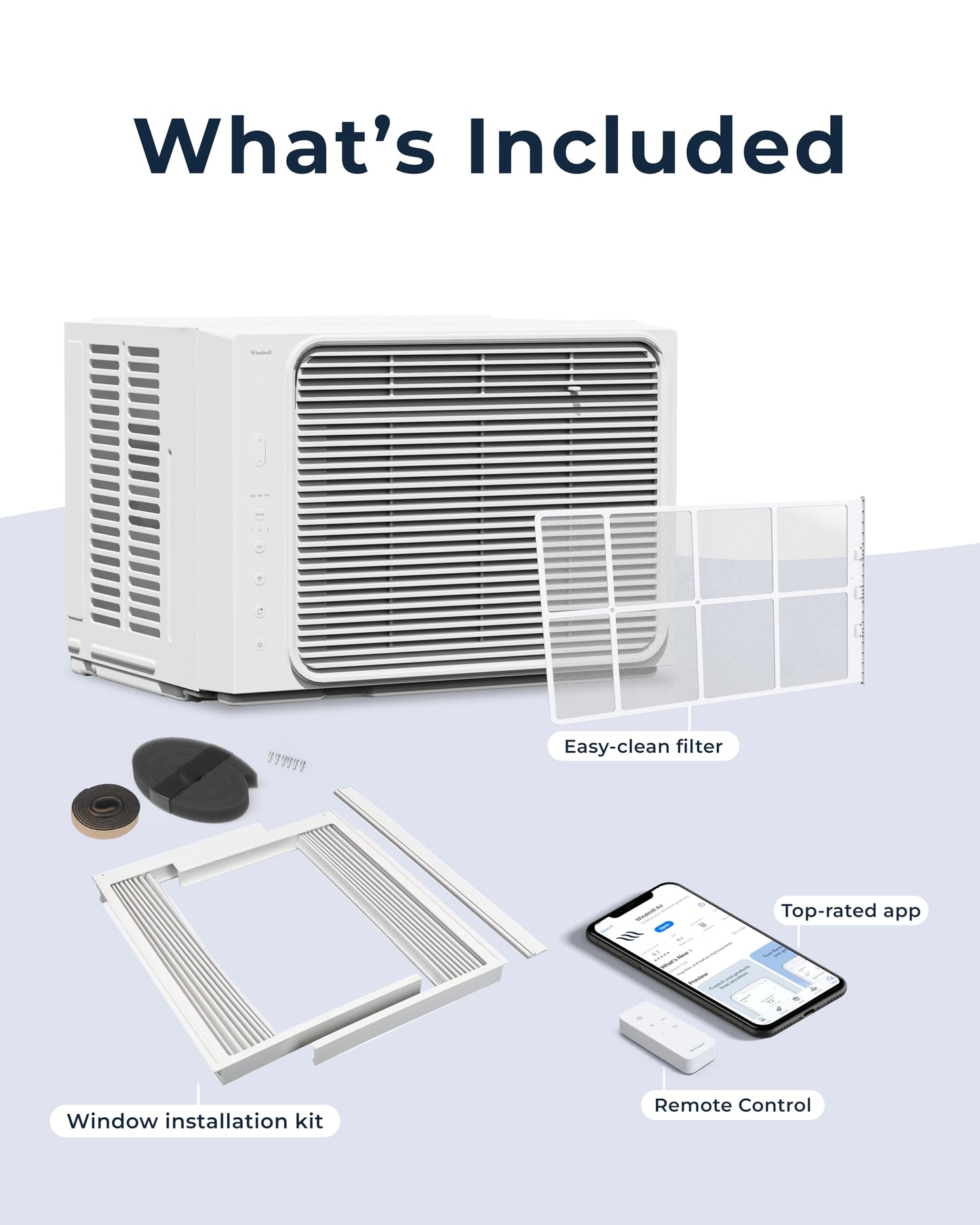 Windmill Window Air Conditioner - Quiet & Smart, Easy Install, Voice-Enabled, Remote & App Control AC Unit - 5,000 BTU Lite