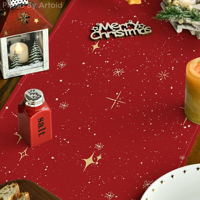 Merry Xmas Trees Table Runner 13x72 inch, Red - Artoid Mode