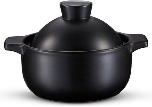 Kook Korean Dolsot Bowl - 68 oz Donabe Style Cookware for Bibimbap, Soups & Stews | Oven & Dishwasher Safe, Black
