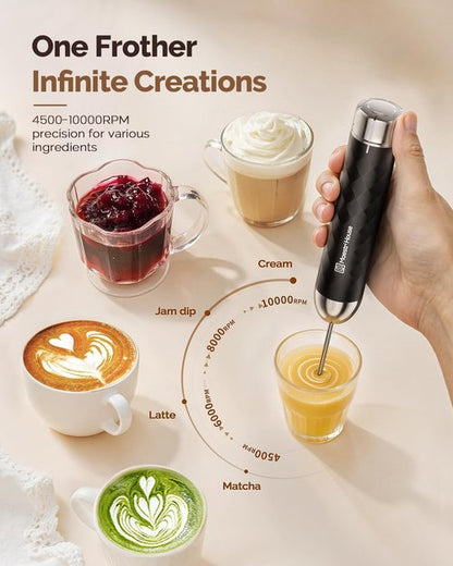 Maestri House Rechargeable Milk Frother - Stepless Speed Control Handheld Foam Maker for Lattes & Cappuccinos