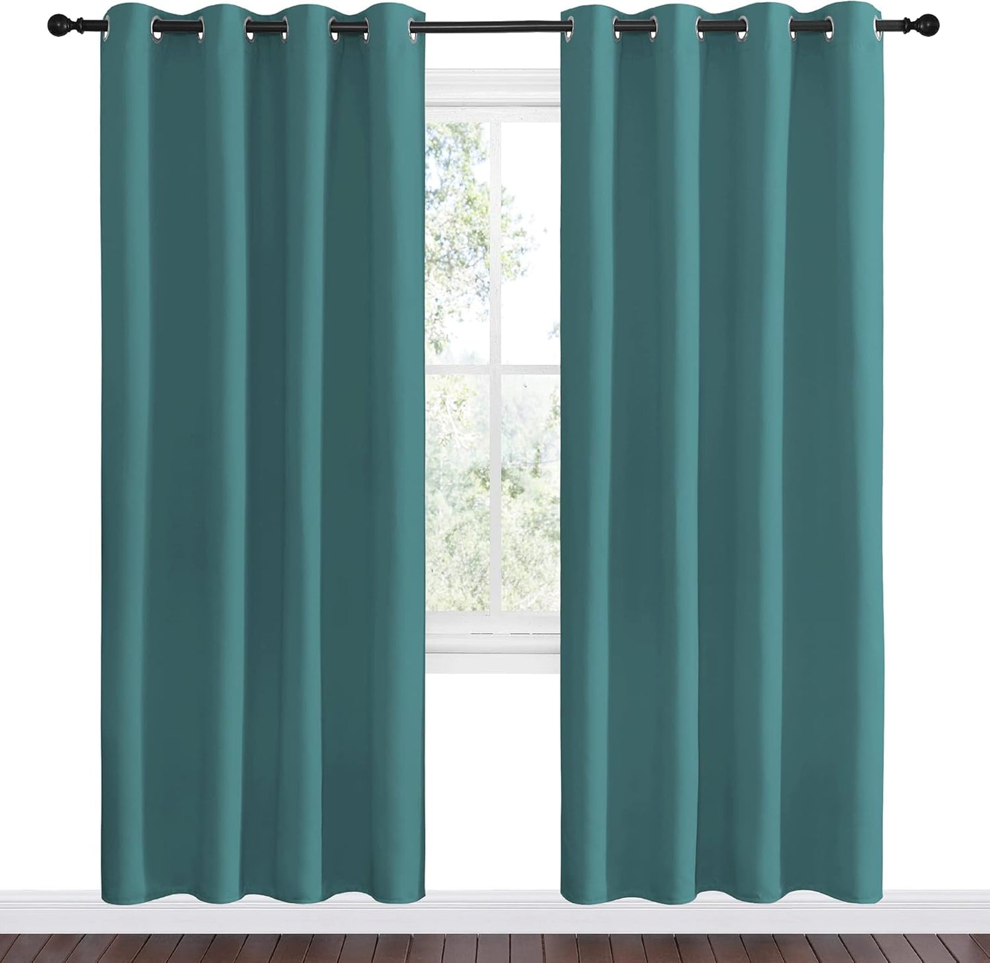 NICETOWN Blackout Curtains - Thermal Insulated Triple Weave Draperies | Sea Teal, Set of 2, 55 x 78 Inch