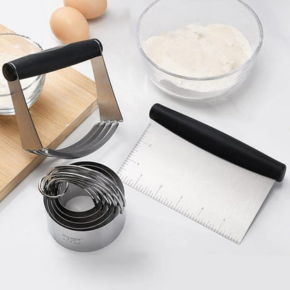HULISEN Stainless Steel Biscuit Cutter Set - Durable Baking Tools with Ergonomic Grip | 3-Piece Set