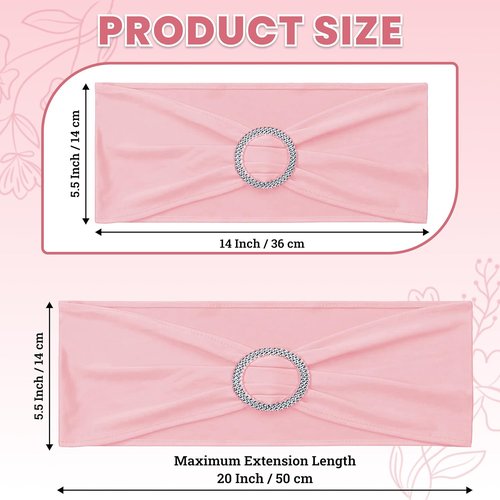 MDS Spandex Chair Sashes - Premium Stretch Covers with Buckle Slider | Fits Universal Dining Chairs - Dusty Rose (Pack of 75)