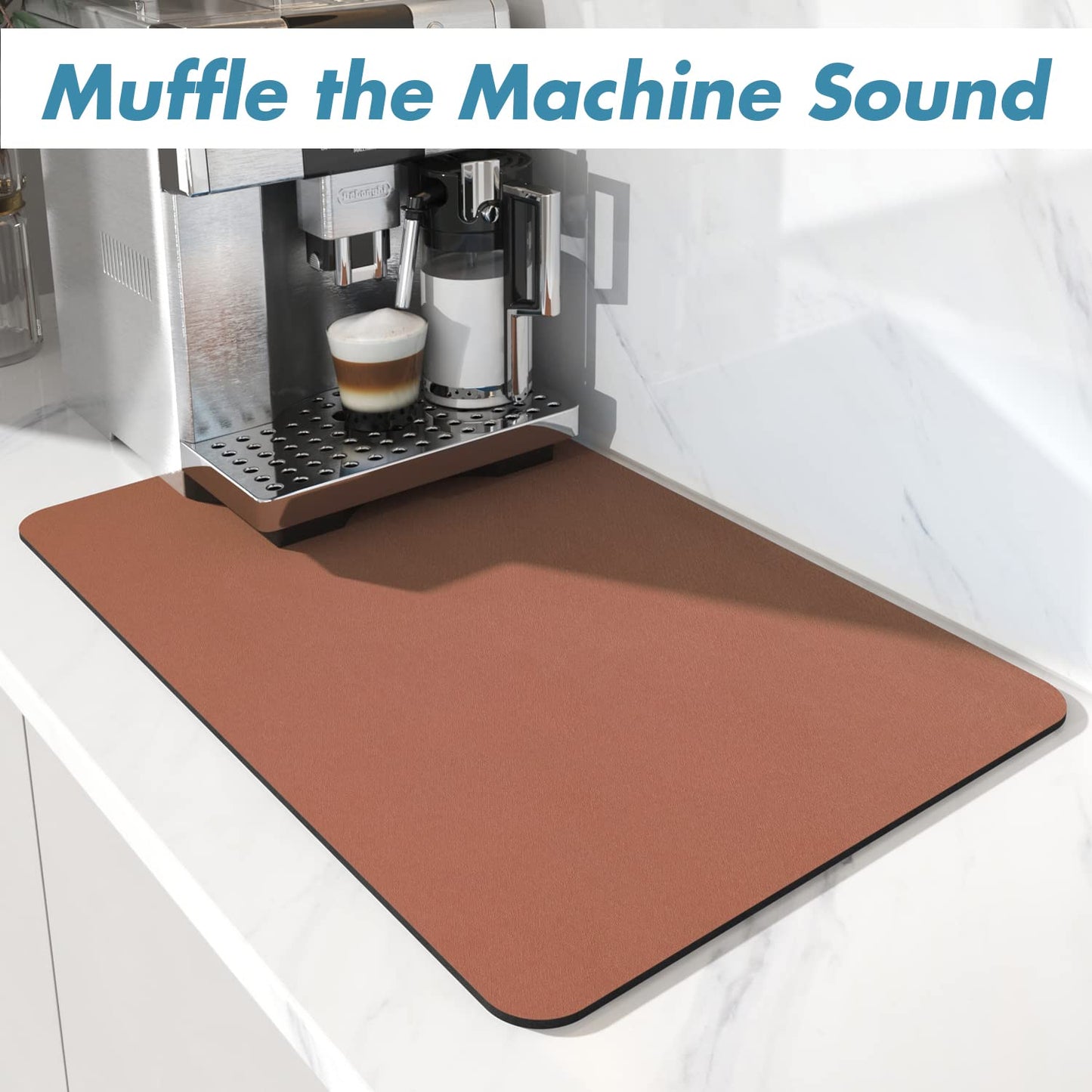 AMOAMI-Coffee Mat Hide Stain Rubber Backed Absorbent Dish Drying Mat for Kitchen Counter-Coffee Bar Accessories Fit Under Coffee Maker Coffee Machine Coffee Pot Espresso Machine Dish Rack