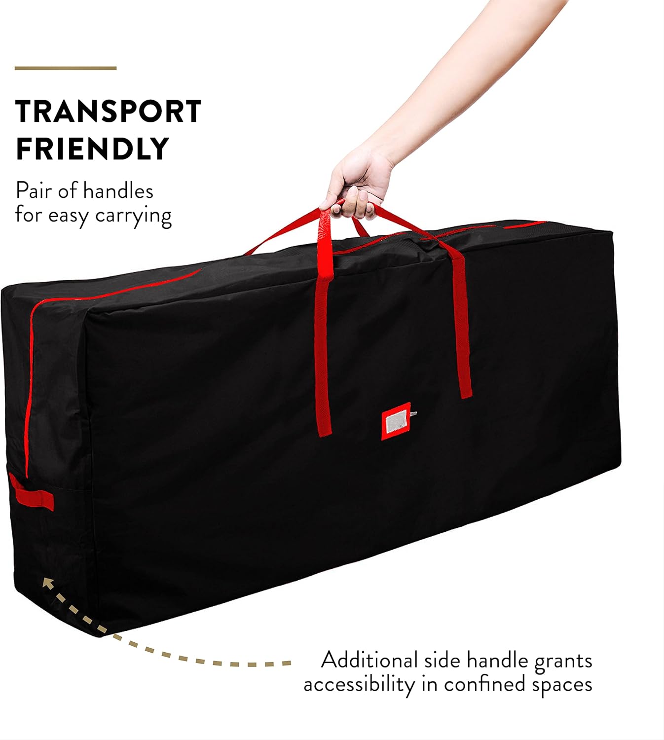 ZOBER Christmas Tree Storage Bag - 600D Oxford Fabric, Waterproof & Tear-Proof - Fits 7.5 Ft Trees - Black