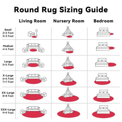 OLANLY Red Round Rugs for Bedroom - Machine Washable, 9 ft Circle Area Rugs for Living Room, Soft and Fluffy Shaggy Carpet for Teen Girls and Boys, Nursery Rooms, Dorms, Home Decor Aesthetic