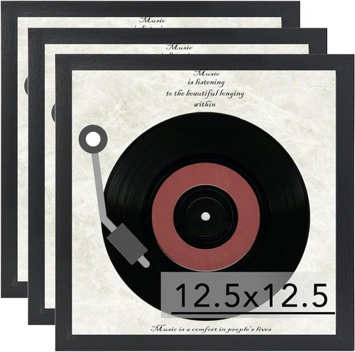 JCJMY Vinyl Record Frame - Sturdy Black Display for 12.5x12.5 Album Covers | 3-Pack Set